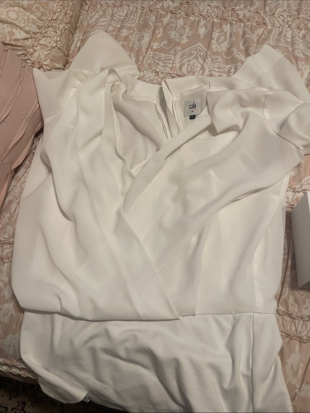 CAbi White Satin-Look Wrap Blouse